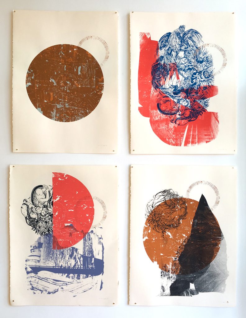 Moon, Rooster, Eclipse & Mountain